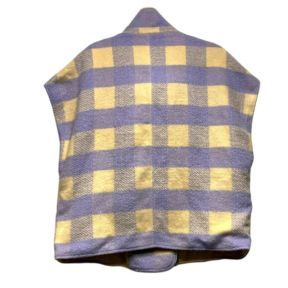 Anthropologie Andersen & Lauth Short Sleeve Button-Up Poncho Capelet Plaid - Picture 2 of 8
